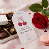 Valentine's Day Cherry on Top Coquette Stripes ギフトタグ