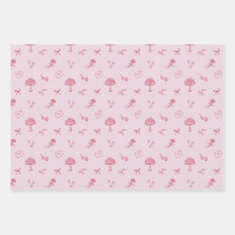 Valentine's Day cherry, pink wrapping paper set ラッピングペーパーシート