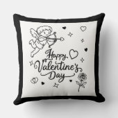 Valentines Day Cherub & Romantic Doodle Design クッション (裏面)