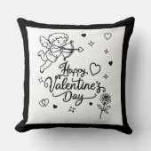 Valentines Day Cherub & Romantic Doodle Design クッション (正面)