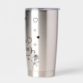 Valentines Day Cherub & Romantic Doodle Design 保温保冷タンブラー (左面)