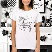 Valentines Day Cherub & Romantic Doodle Design Tシャツ