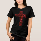 Valentine's Day Christian Cross Hearts Faith  トライブレンドＴシャツ (正面)