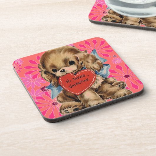 VALENTINES DAY COASTERS - SET OF 6 - PUPPY DOG コースター (左側)