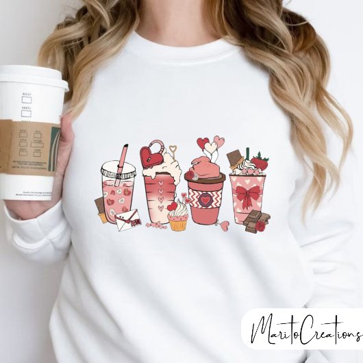  Valentine's Day Coffe jumper for women, love スウェットシャツ