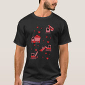 Valentines Day Construction Trucks Boys Toddler Tシャツ (正面)