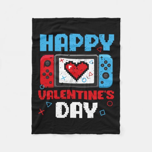 Valentines Day ControllerビデオゲームハートボーイズPa フリースブランケット (正面)