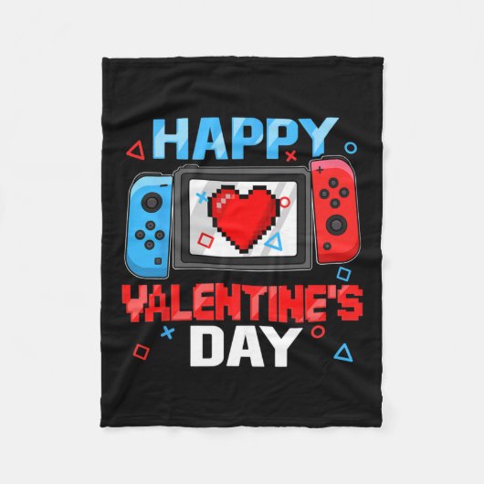 Valentines Day Controllerビデオゲームハートボーイトッド フリースブランケット (正面)