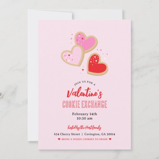 Valentine's Day Cookie Exchange Party 招待状 (正面)