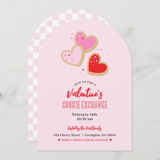 Valentine's Day Cookie Exchange Party 招待状 (正面/裏面)