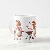 Valentine's Day Cooking Red Hearts Mugs コーヒーマグカップ (正面左)