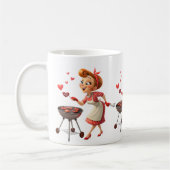 Valentine's Day Cooking Red Hearts Mugs コーヒーマグカップ (左)