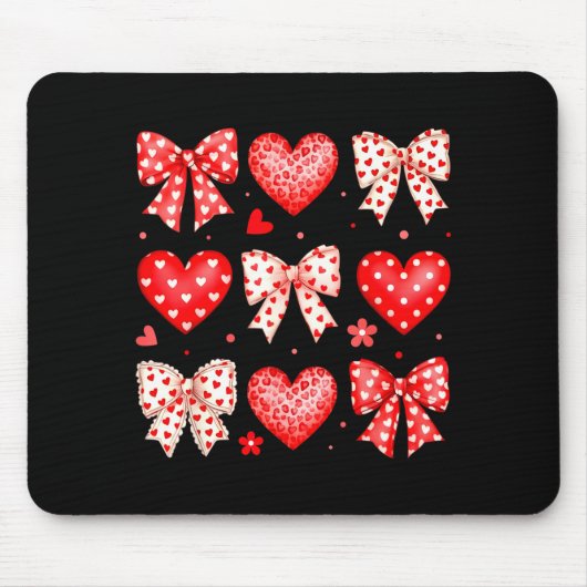 Valentines Day Coquette Bow Hearts Leopard Women G マウスパッド (正面)