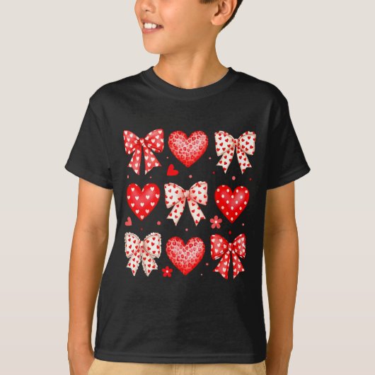 Valentines Day Coquette Bow Hearts Leopard Women G Tシャツ (正面)