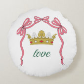 Valentine's Day Coquette Heart Bow Valentine's ラウンドクッション (裏面)