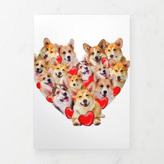Valentines Day Corgi Dog Heart Tee Cute Puppy 三つ折り案内状
