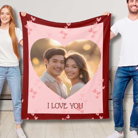 Valentine's Day Couple Fleece Blanket Hearts  フリースブランケット