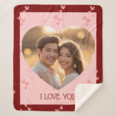 Valentine's Day Couple Sherpa Blanket Hearts  シェルパブランケット (正面)