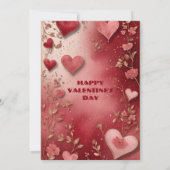 Valentines Day Couple's Romantic Soiree Red Hearts 招待状 (裏面)