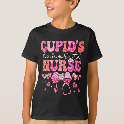 Valentines Day Cud’s Favorite Nurse Heart Girl Wom Tシャツ (正面)