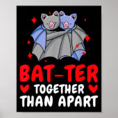 Valentine's Day Cuddling Cute Bats Couple Bat Vale ポスター (正面)