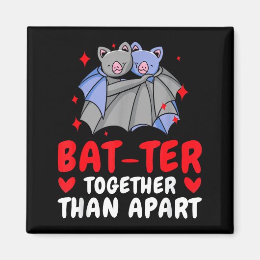 Valentine's Day Cuddling Cute Bats Couple Bat Vale マグネット (正面)