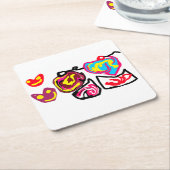 valentine's day cupcakes スクエアペーパーコースター (アングル)