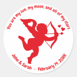 Valentine's Day Cupid Heart ラウンドシール