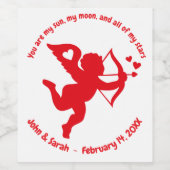 Valentine's Day Cupid Heart ワインラベル (シングルラベル)