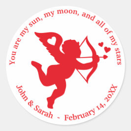 Valentine's Day Cupid hot red white ラウンドシール