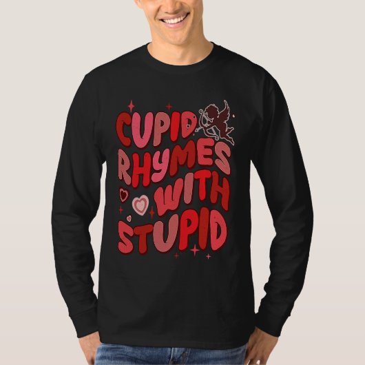 Valentine's Day Cupid Rhymes With Stupid Retro Ant Tシャツ (正面)