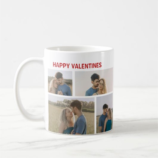 Valentines Day Custom 4 Photos コーヒーマグカップ (左)