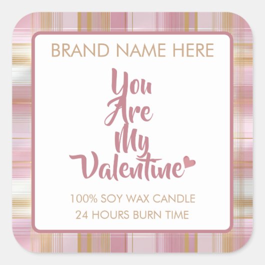 Valentine's Day Custom Candle Labels  スクエアシール (正面)