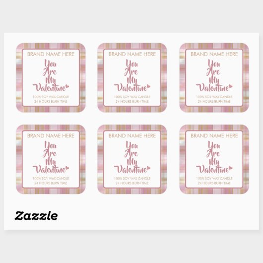 Valentine's Day Custom Candle Labels  スクエアシール (シート)