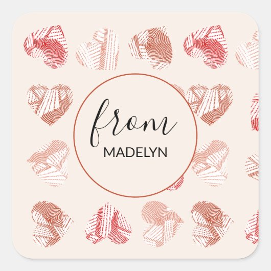 Valentines Day Custom name スクエアシール (正面)