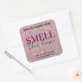 Valentine's Day Custom Pink Glitter Candle Label スクエアシール (封筒)