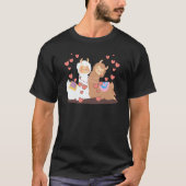 Valentines Day Cute Alpaca Boyfriend Girlfriend Tシャツ (正面)