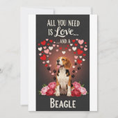 Valentine's Day Cute beagle Photo Cuddle  シーズンカード (正面)