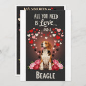 Valentine's Day Cute beagle Photo Cuddle  シーズンカード (正面/裏面)