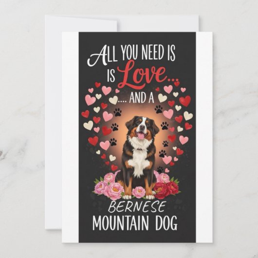Valentine's Day cute bernese mountain dog Photo シーズンカード (正面)