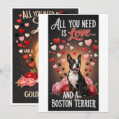Valentine's Day cute boston terrier dog Photo   シーズンカード (正面/裏面)