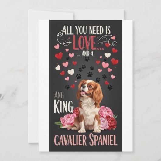 Valentine's Day Cute cavalier spaniel dog Photo  シーズンカード (正面)