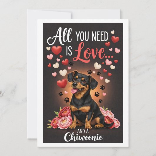 Valentine's Day cute chiweenie dog Photo   シーズンカード (正面)