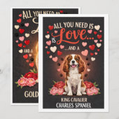 Valentine's Day cute king cavalier charles spaniel シーズンカード (正面/裏面)