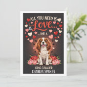 Valentine's Day cute king cavalier charles spaniel シーズンカード (スタンド正面)