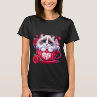 Valentine's Day Cute Ragdoll Cat Mug Art ✨🐱☕ Tシャツ