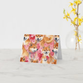 Valentine's Day Cute Shiba Inu カード (黄色い花)