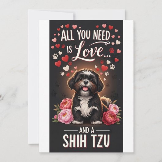 Valentine's Day Cute shih tzu  Photo Cuddle  シーズンカード (正面)