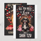 Valentine's Day Cute shih tzu  Photo Cuddle  シーズンカード (正面/裏面)