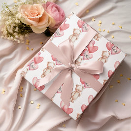 Valentine's Day Cute Teddy Bear Wrapping Paper  ラッピングペーパー